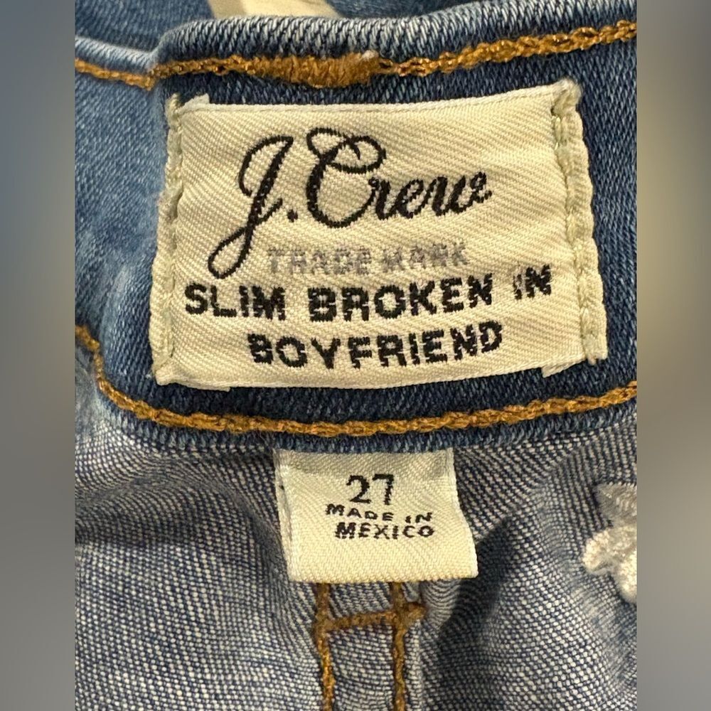 J. Crew Denim Boyfriend Jeans with Floral Embroidered Accents - Picture 6 of 15